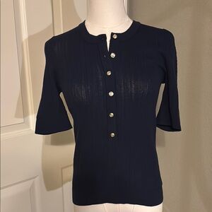 White House Black Market Navy Button-Down Top